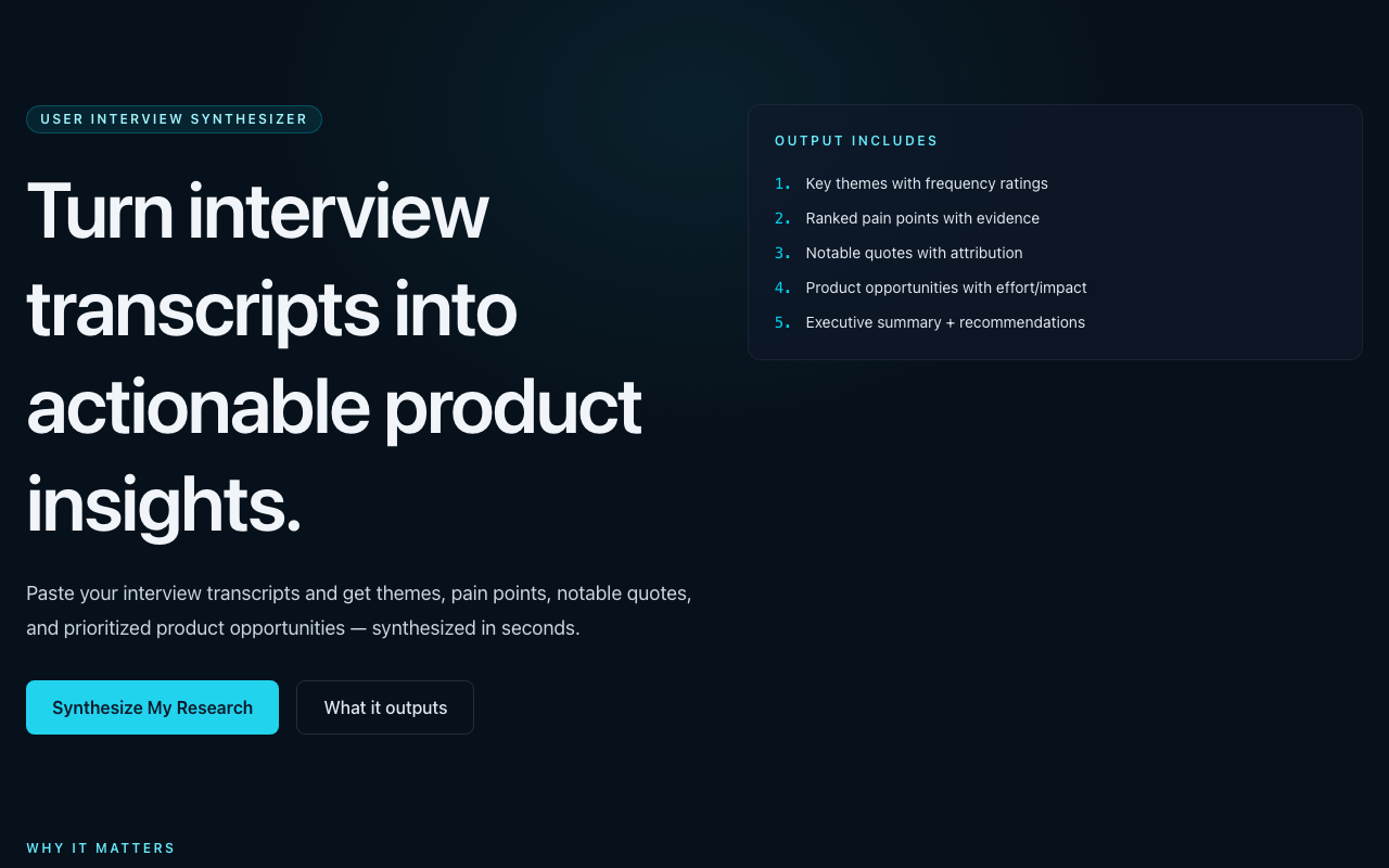 User Interview Synthesizer preview